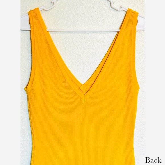 HOUSE OF HARLOW 1960 Sleeveless Rib Knit Deep V-Neck Dress, M in Sunflower NWT - Picture 6 of 11
